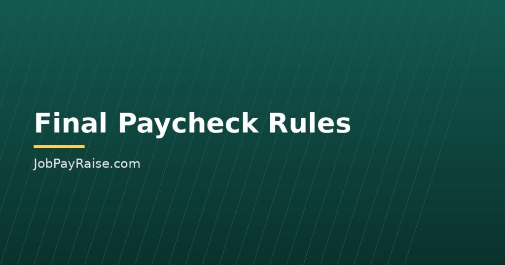Final Paycheck Rules: When You Get Paid After Leaving a Job