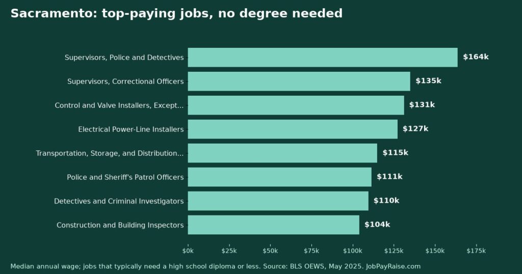 Highest-Paying Jobs Without a College Degree in Sacramento (2025 BLS Data)