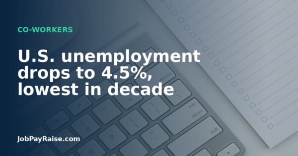 U.S. unemployment drops to 4.5%, lowest in decade