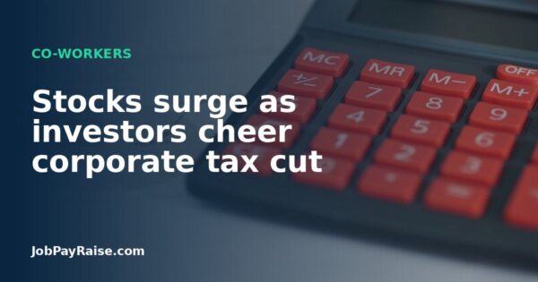 Stocks surge as investors cheer corporate tax cut