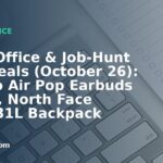 Home Office & Job-Hunt Gear Deals (October 26): JLab Go Air Pop Earbuds $14.99, North Face Surge 31L Backpack $39.99, FLYTOCCA 15.6″ Screen Extender $64.99