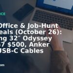 Home Office & Job-Hunt Gear Deals (October 26): Samsung 32″ Odyssey OLED G7 $500, Anker 100W USB-C Cables 2-Pack $9.99, Anker Zolo Qi2 Pads 2-Pack $25.99, NOCO XGrid X30 30W Charger $12