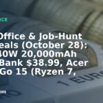 Home Office & Job-Hunt Gear Deals (October 28): Talix 140W 20,000mAh Power Bank $38.99, Acer Aspire Go 15 (Ryzen 7, 16GB) $499.99, Nautica Herringbone Tweed Sport Coat $98