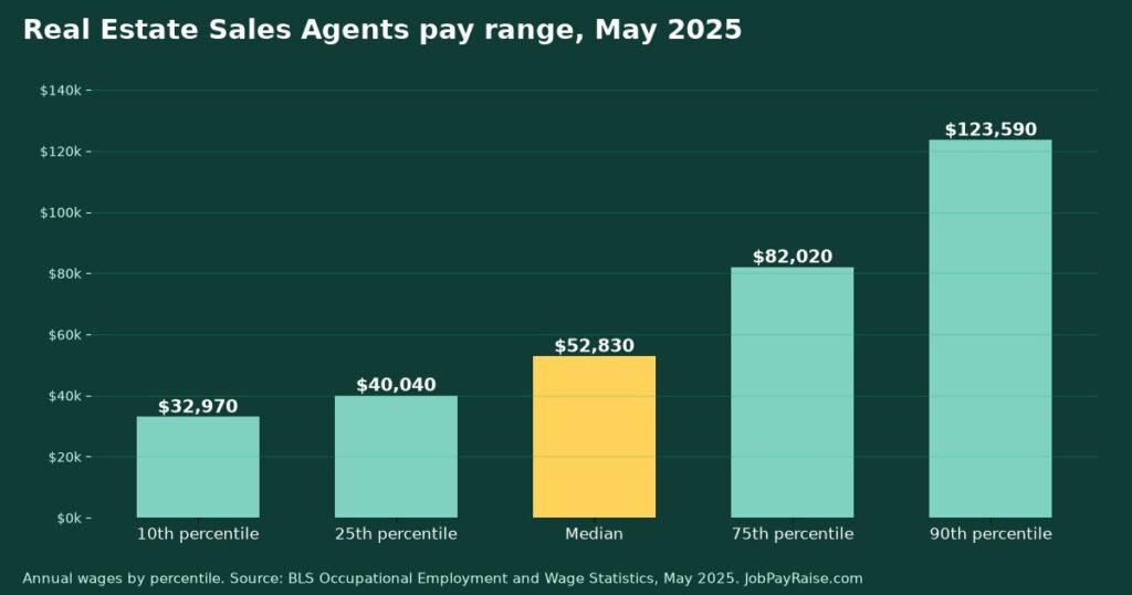 How Much Do Real Estate Sales Agents Make? 2025 Pay by Percentile, State, City and Industry