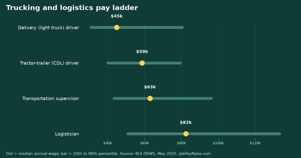 Trucking and Logistics Pay Ladder: Delivery Driver to CDL Driver to Logistician