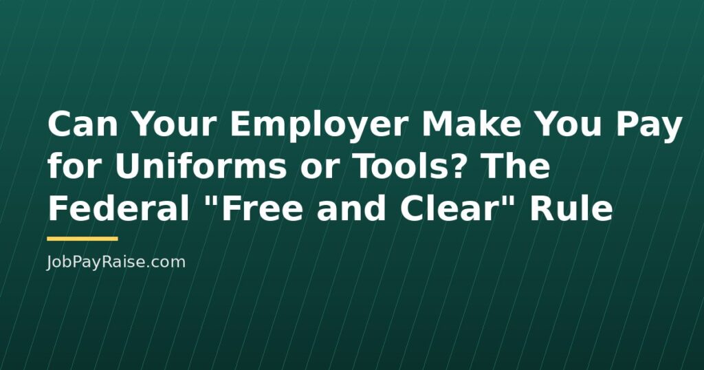Can Your Employer Make You Pay for Uniforms or Tools? The Federal "Free and Clear" Rule